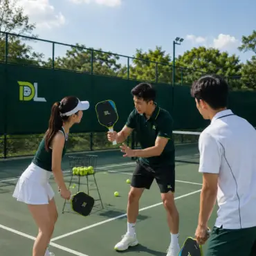 Người chơi Pickleball luyện tập xử lý bóng trên sân ngoài trời
