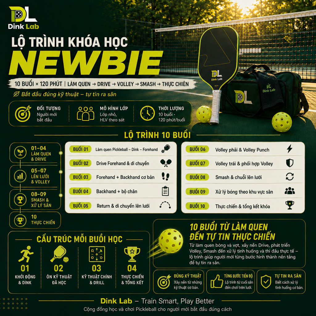 Lộ trình khóa học Pickleball Newbie tại Dink Lab