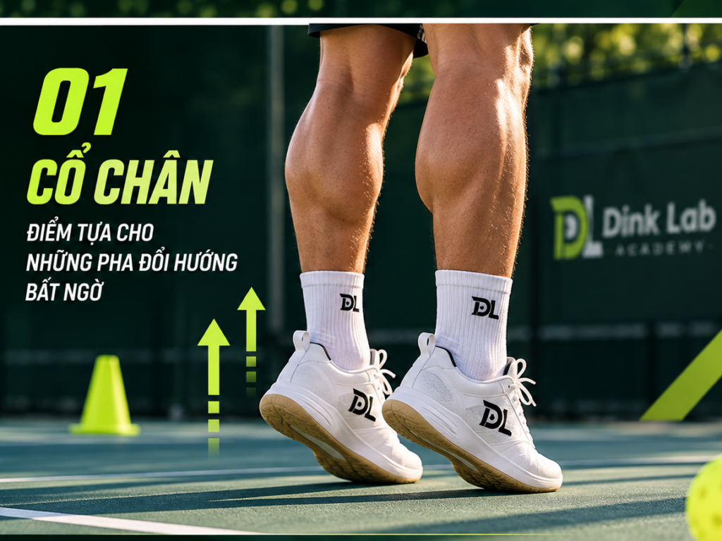 Khởi động cổ chân trước khi chơi Pickleball.