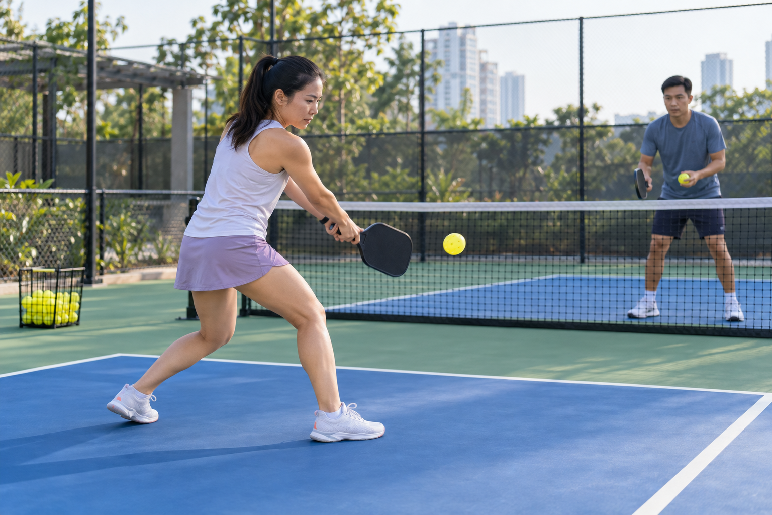 Minh họa drill Pickleball với bài tập xử lý bóng có mục tiêu
