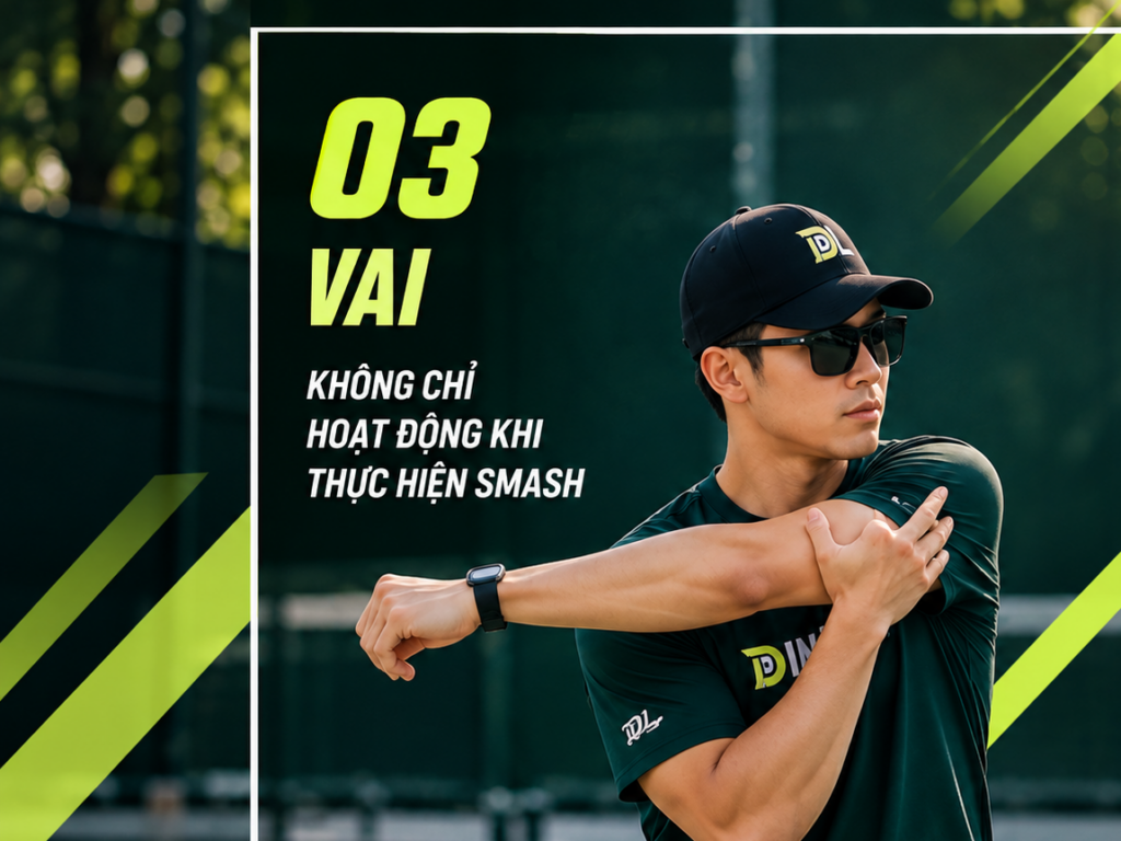 Khởi động vai trước khi thực hiện Serve, Drive và Smash Pickleball.